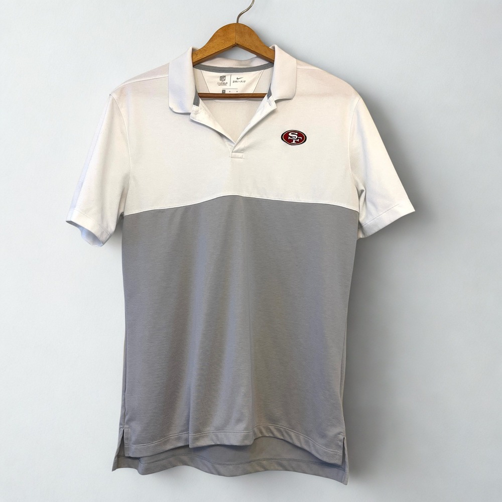 Nike NFL 49ers Dri-FIT Polo Shirt Mens Medium White Grey Colorblock - Picture 2 of 9